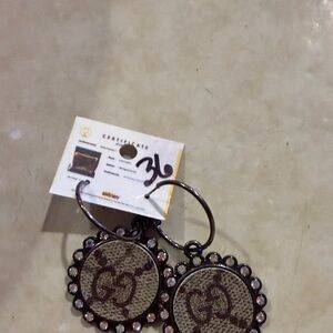 Gucci Tan Earrings with Crystal Details